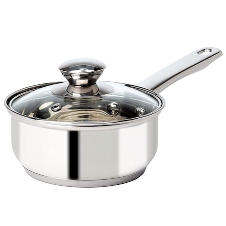 Epoca International 1 qt. Stainless Steel Saucepan with Glass Lid, Silver 111423
